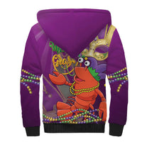 Mardi Gras 2025 Sherpa Hoodie Funny Jester Lobster With Beads - Wonder Print Shop