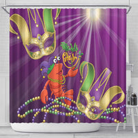 Mardi Gras 2025 Shower Curtain Funny Jester Lobster With Beads - Wonder Print Shop