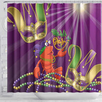 Mardi Gras 2025 Shower Curtain Funny Jester Lobster With Beads - Wonder Print Shop
