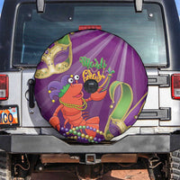 Mardi Gras 2025 Spare Tire Cover Funny Jester Lobster With Beads - Wonder Print Shop