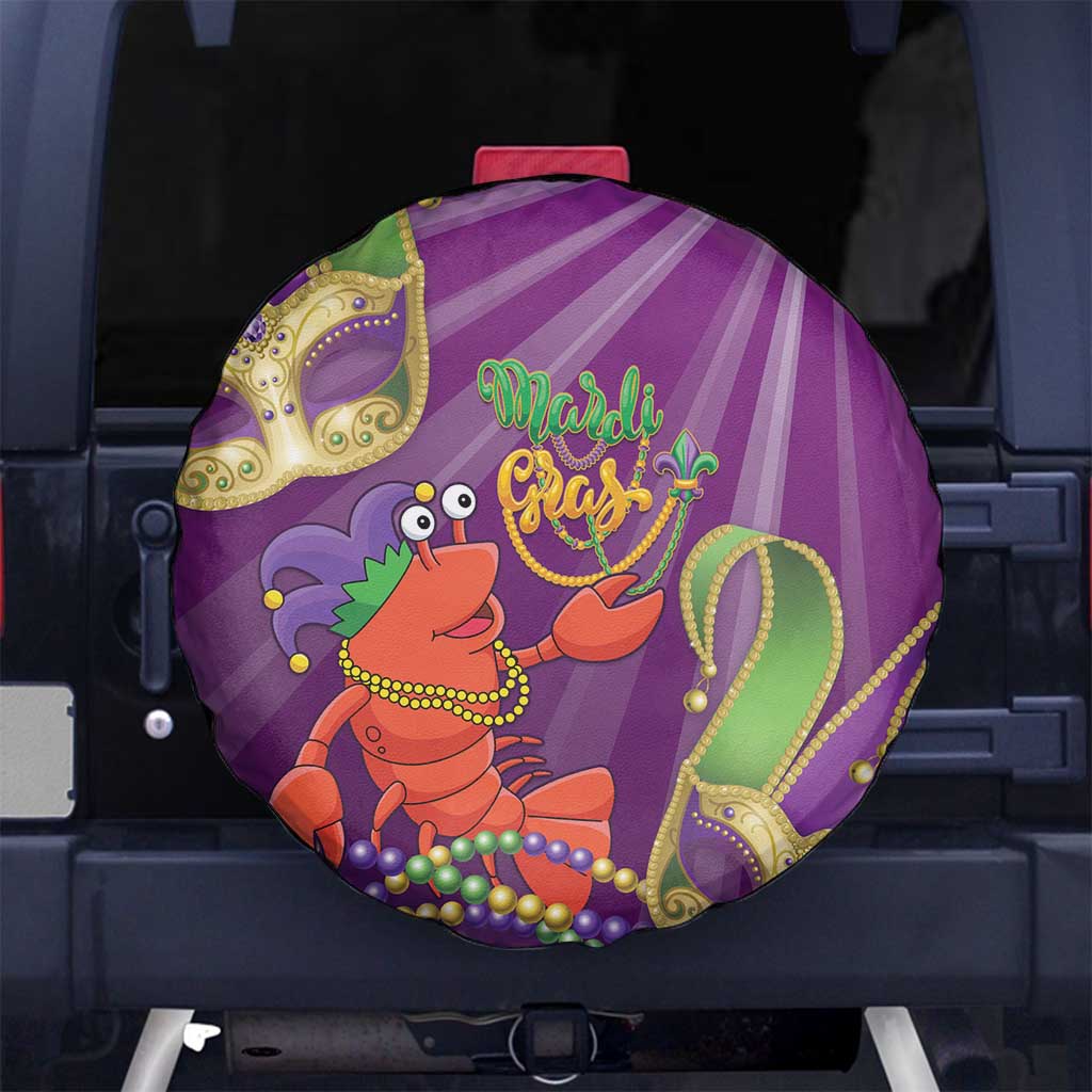 Mardi Gras 2025 Spare Tire Cover Funny Jester Lobster With Beads - Wonder Print Shop
