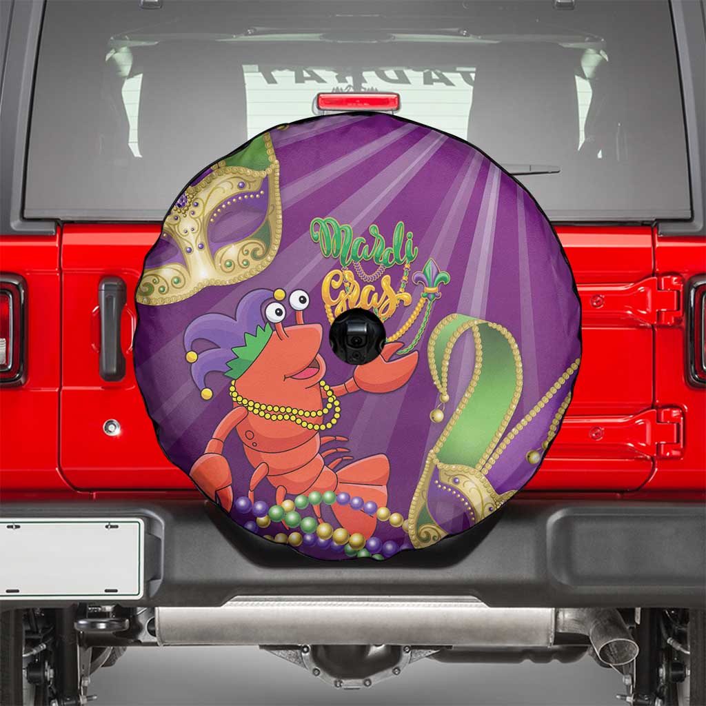 Mardi Gras 2025 Spare Tire Cover Funny Jester Lobster With Beads - Wonder Print Shop