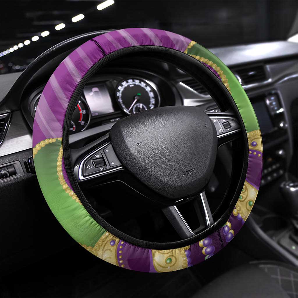 Mardi Gras 2025 Steering Wheel Cover Funny Jester Lobster With Beads - Wonder Print Shop