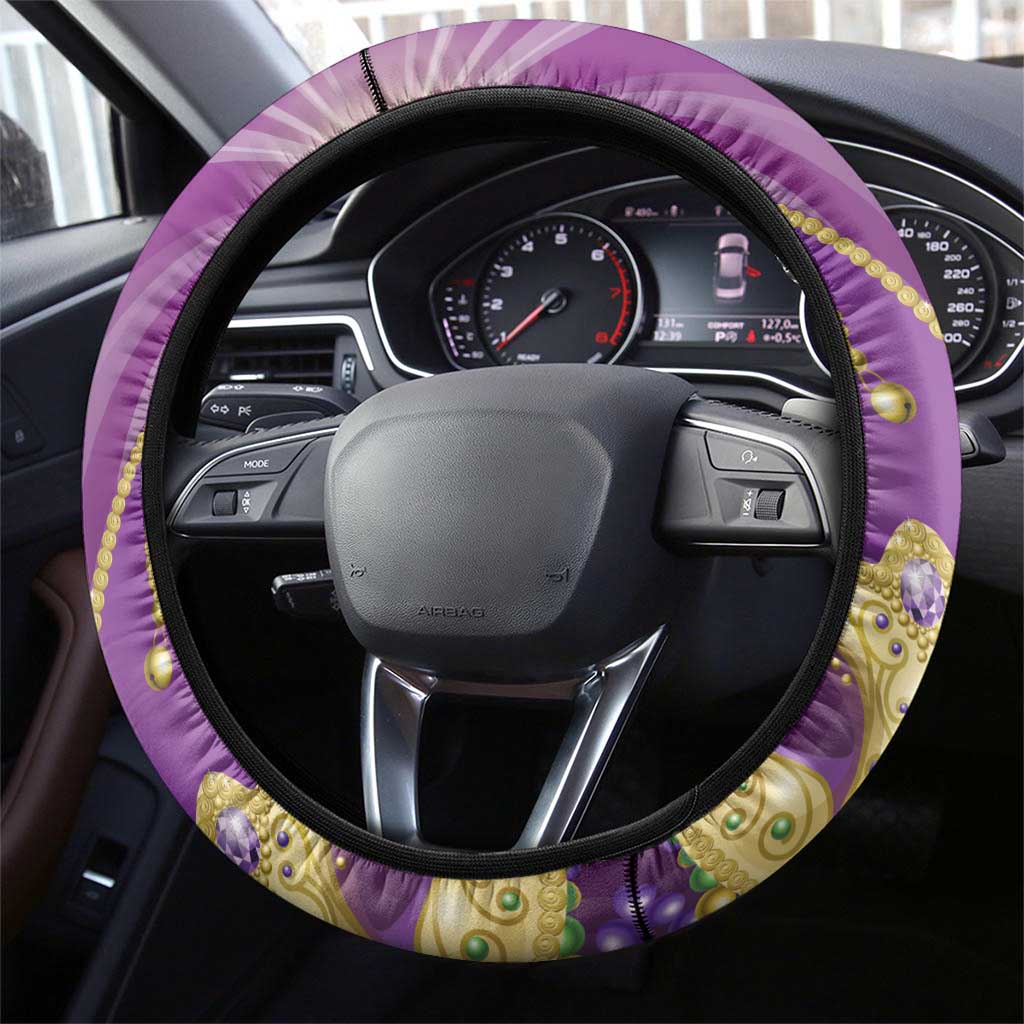 Mardi Gras 2025 Steering Wheel Cover Funny Jester Lobster With Beads - Wonder Print Shop