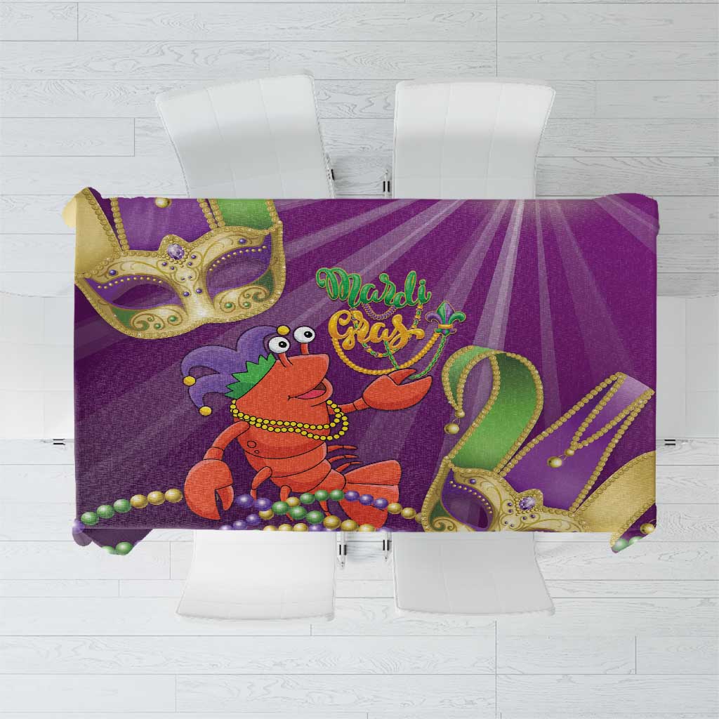 Mardi Gras 2025 Tablecloth Funny Jester Lobster With Beads - Wonder Print Shop