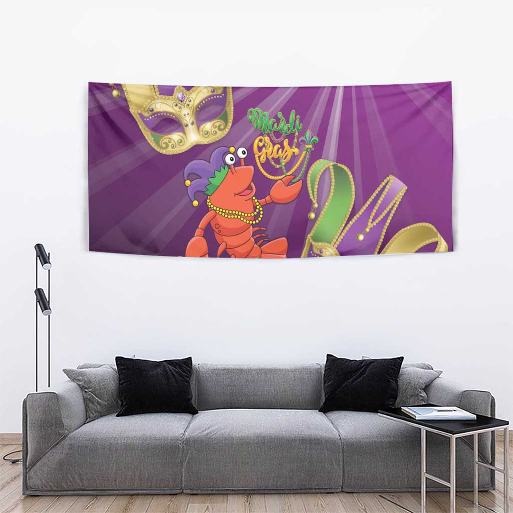 Mardi Gras 2025 Tapestry Funny Jester Lobster With Beads - Wonder Print Shop