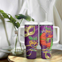 Mardi Gras 2025 Tumbler With Handle Funny Jester Lobster With Beads - Wonder Print Shop