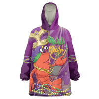 Mardi Gras 2025 Wearable Blanket Hoodie Funny Jester Lobster With Beads - Wonder Print Shop