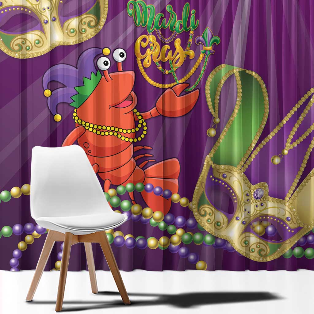 Mardi Gras 2025 Window Curtain Funny Jester Lobster With Beads - Wonder Print Shop