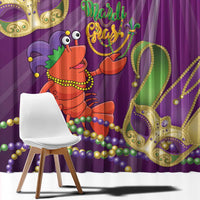 Mardi Gras 2025 Window Curtain Funny Jester Lobster With Beads - Wonder Print Shop