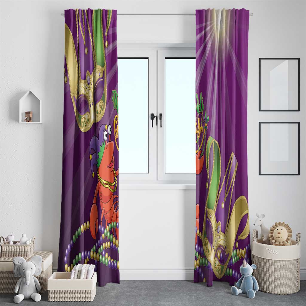 Mardi Gras 2025 Window Curtain Funny Jester Lobster With Beads - Wonder Print Shop