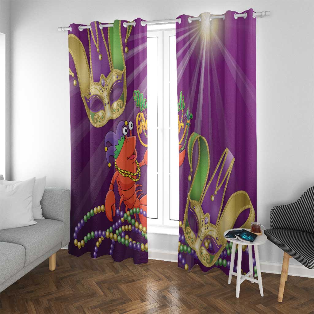 Mardi Gras 2025 Window Curtain Funny Jester Lobster With Beads - Wonder Print Shop
