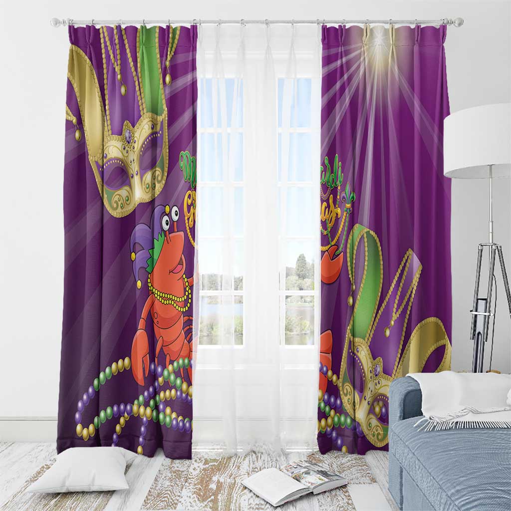 Mardi Gras 2025 Window Curtain Funny Jester Lobster With Beads - Wonder Print Shop