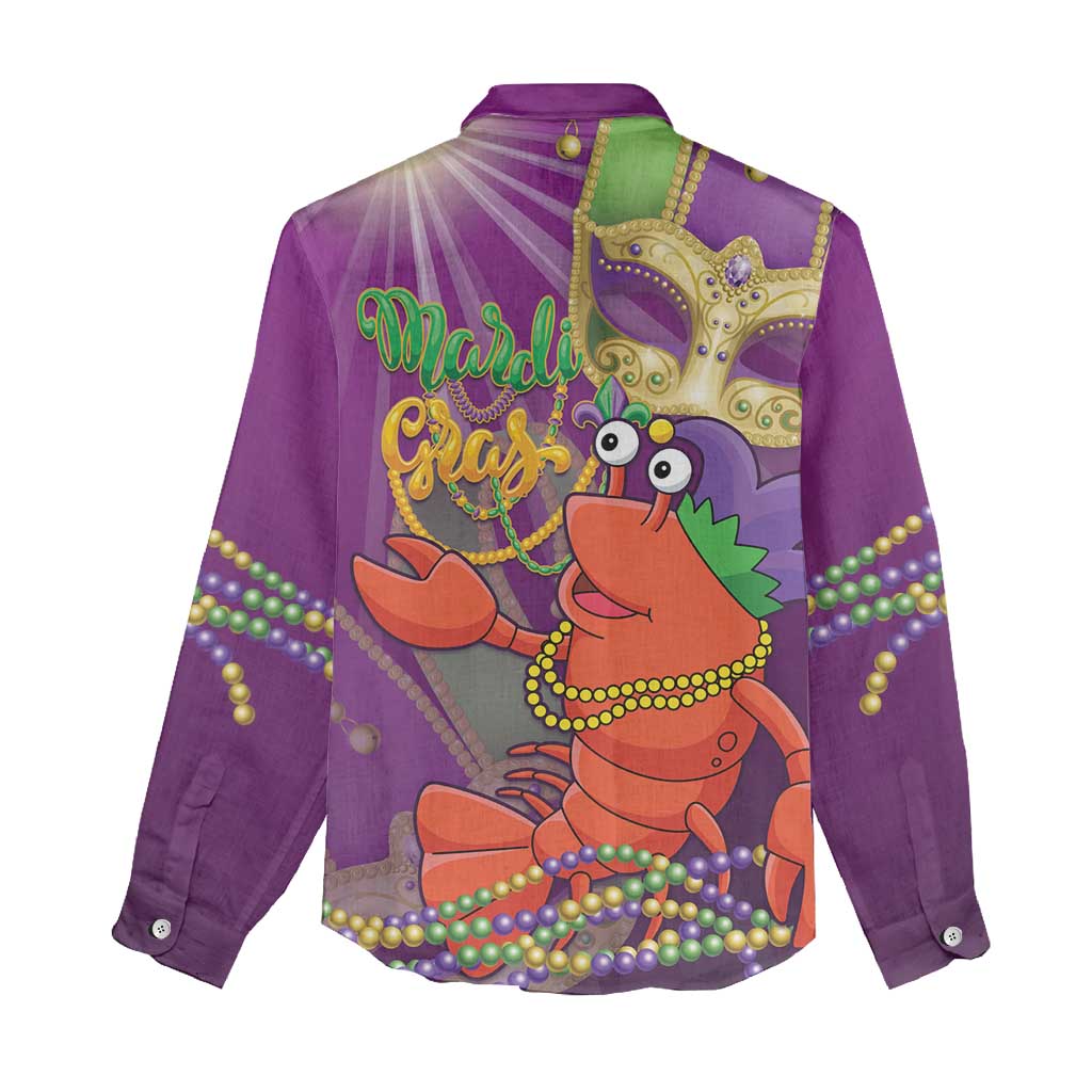 Mardi Gras 2025 Women Casual Shirt Funny Jester Lobster With Beads - Wonder Print Shop