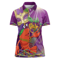 Mardi Gras 2025 Women Polo Shirt Funny Jester Lobster With Beads - Wonder Print Shop