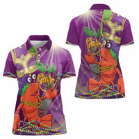 Mardi Gras 2025 Women Polo Shirt Funny Jester Lobster With Beads - Wonder Print Shop