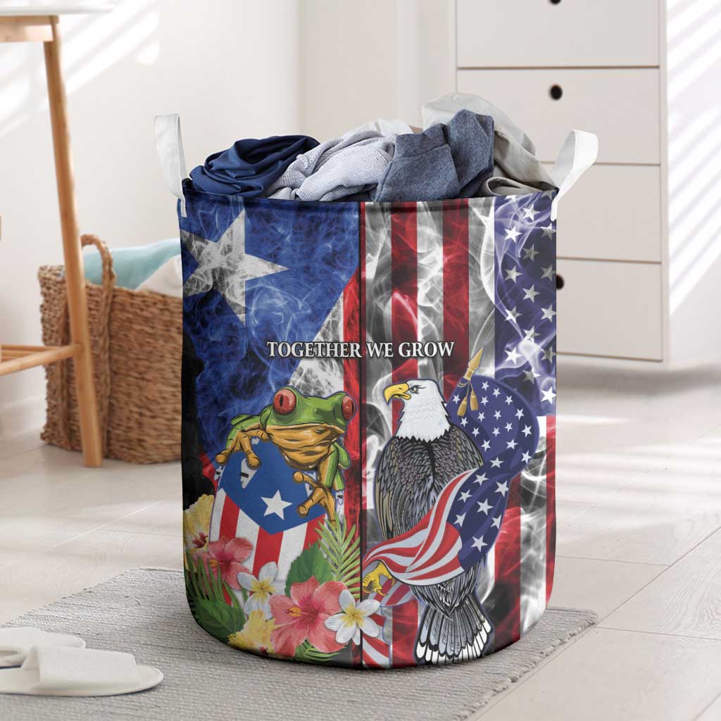 United States Puerto Rico Laundry Basket USA Eagle Coqui Drum Tropical Flowers - Wonder Print Shop