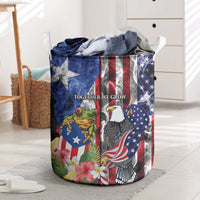 United States Puerto Rico Laundry Basket USA Eagle Coqui Drum Tropical Flowers - Wonder Print Shop