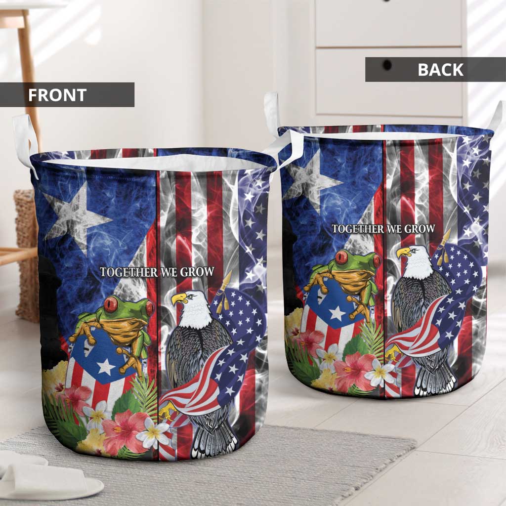 United States Puerto Rico Laundry Basket USA Eagle Coqui Drum Tropical Flowers - Wonder Print Shop