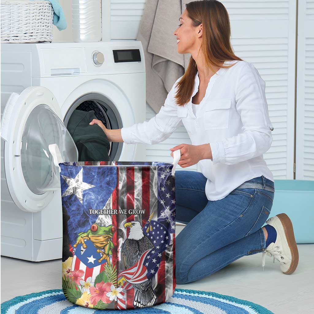 United States Puerto Rico Laundry Basket USA Eagle Coqui Drum Tropical Flowers - Wonder Print Shop