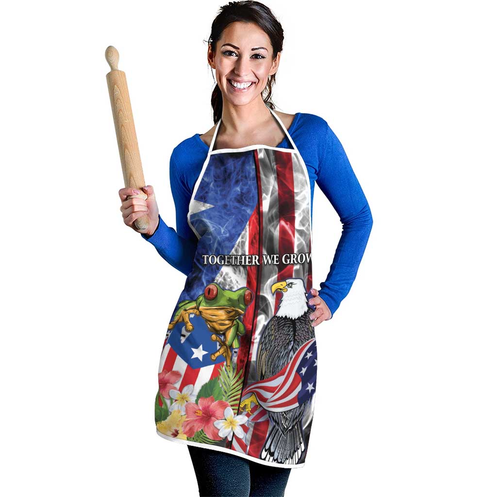 United States Puerto Rico Apron USA Eagle Coqui Drum Tropical Flowers - Wonder Print Shop