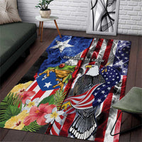 United States Puerto Rico Area Rug USA Eagle Coqui Drum Tropical Flowers - Wonder Print Shop