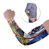 United States Puerto Rico Arm Sleeves USA Eagle Coqui Drum Tropical Flowers - Wonder Print Shop