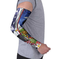 United States Puerto Rico Arm Sleeves USA Eagle Coqui Drum Tropical Flowers - Wonder Print Shop