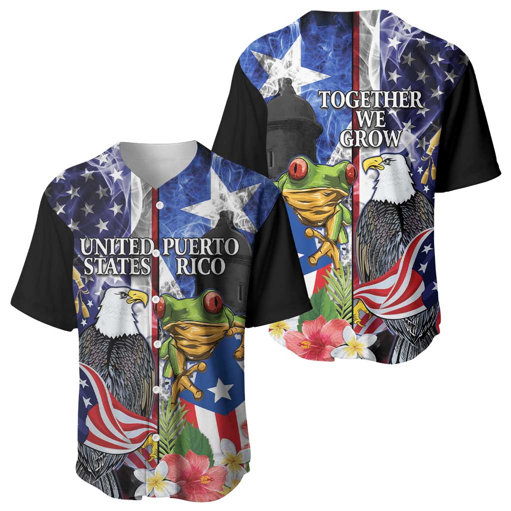 United States Puerto Rico Baseball Jersey USA Eagle Coqui Drum Tropical Flowers - Wonder Print Shop