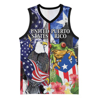 United States Puerto Rico Basketball Jersey USA Eagle Coqui Drum Tropical Flowers - Wonder Print Shop