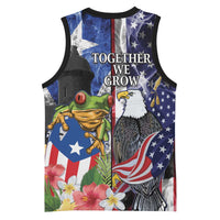 United States Puerto Rico Basketball Jersey USA Eagle Coqui Drum Tropical Flowers - Wonder Print Shop