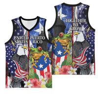 United States Puerto Rico Basketball Jersey USA Eagle Coqui Drum Tropical Flowers - Wonder Print Shop