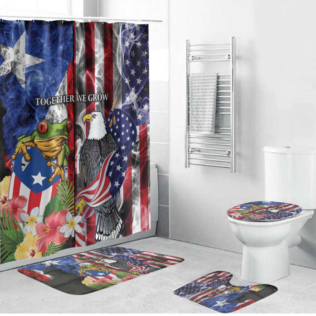 United States Puerto Rico Bathroom Set USA Eagle Coqui Drum Tropical Flowers - Wonder Print Shop