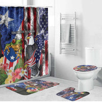 United States Puerto Rico Bathroom Set USA Eagle Coqui Drum Tropical Flowers - Wonder Print Shop