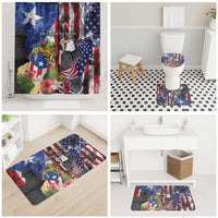 United States Puerto Rico Bathroom Set USA Eagle Coqui Drum Tropical Flowers - Wonder Print Shop