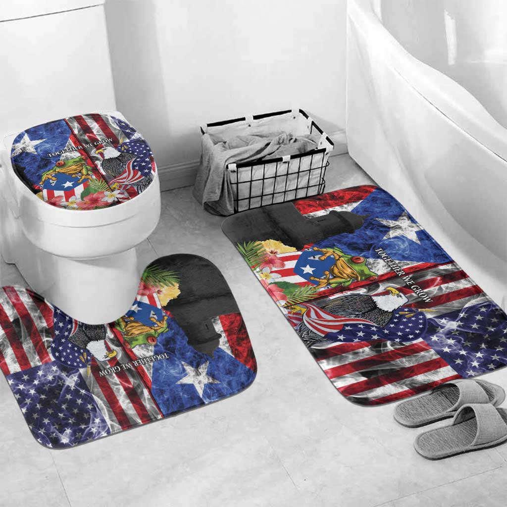 United States Puerto Rico Bathroom Set USA Eagle Coqui Drum Tropical Flowers - Wonder Print Shop