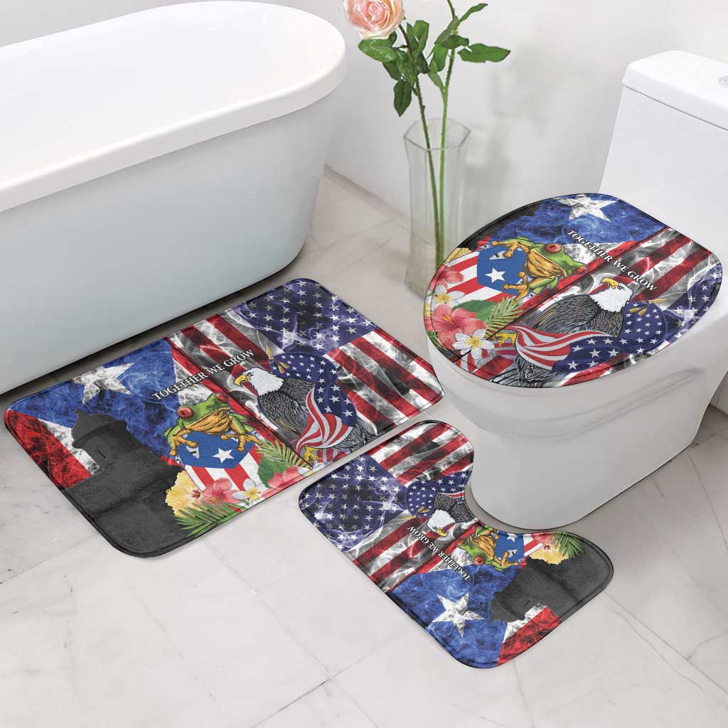 United States Puerto Rico Bathroom Set USA Eagle Coqui Drum Tropical Flowers - Wonder Print Shop