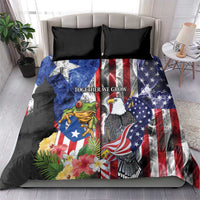 United States Puerto Rico Bedding Set USA Eagle Coqui Drum Tropical Flowers - Wonder Print Shop