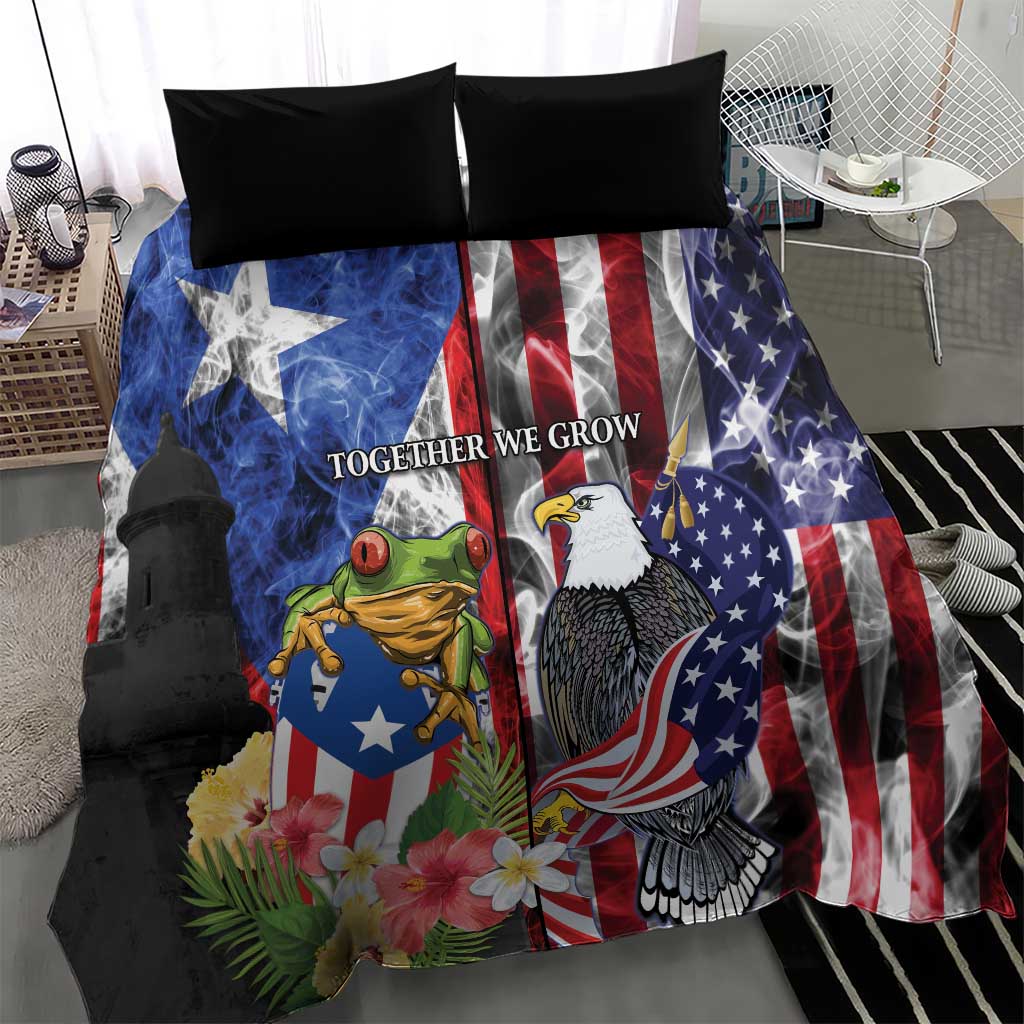 United States Puerto Rico Bedding Set USA Eagle Coqui Drum Tropical Flowers - Wonder Print Shop