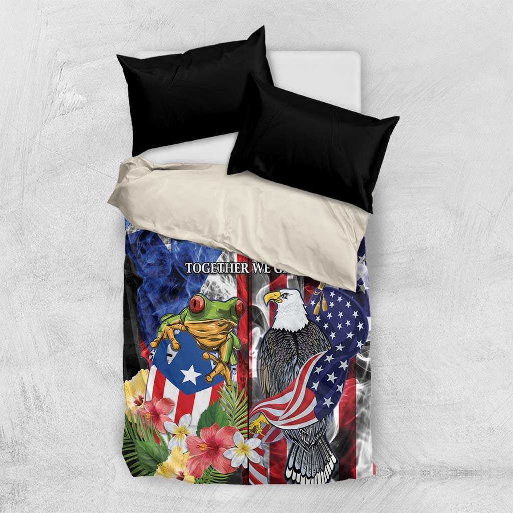 United States Puerto Rico Bedding Set USA Eagle Coqui Drum Tropical Flowers - Wonder Print Shop