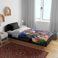 United States Puerto Rico Bedding Set USA Eagle Coqui Drum Tropical Flowers - Wonder Print Shop