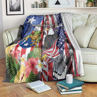 United States Puerto Rico Blanket USA Eagle Coqui Drum Tropical Flowers - Wonder Print Shop