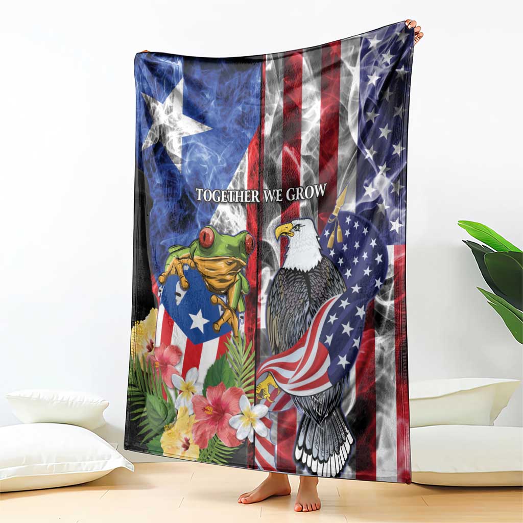 United States Puerto Rico Blanket USA Eagle Coqui Drum Tropical Flowers - Wonder Print Shop