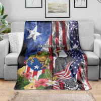 United States Puerto Rico Blanket USA Eagle Coqui Drum Tropical Flowers - Wonder Print Shop