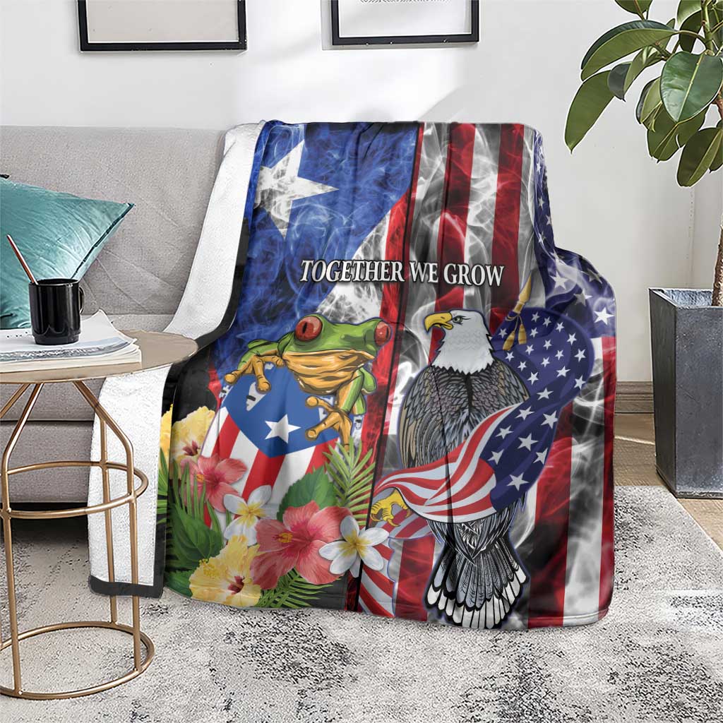United States Puerto Rico Blanket USA Eagle Coqui Drum Tropical Flowers - Wonder Print Shop