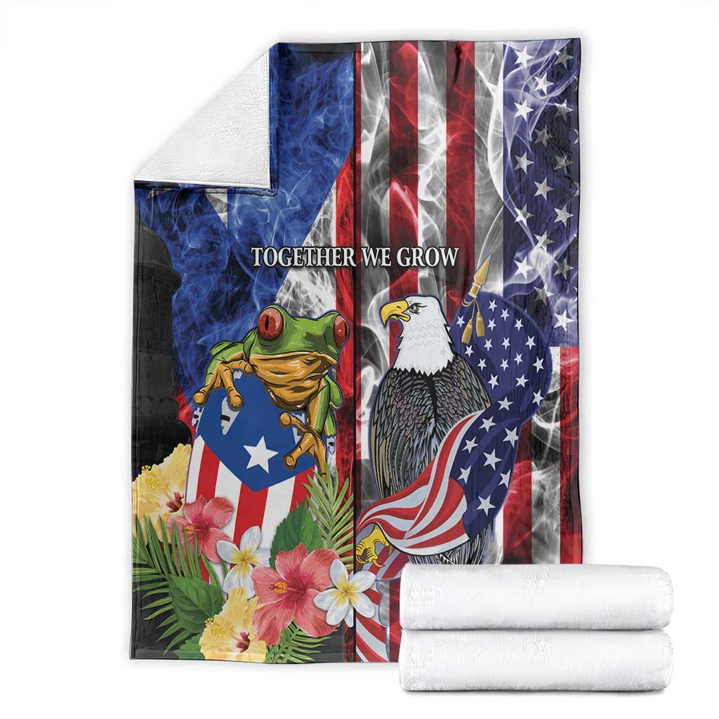 United States Puerto Rico Blanket USA Eagle Coqui Drum Tropical Flowers - Wonder Print Shop