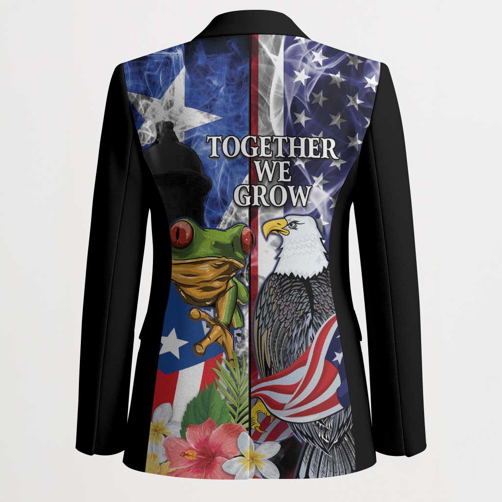 United States Puerto Rico Blazer USA Eagle Coqui Drum Tropical Flowers - Wonder Print Shop