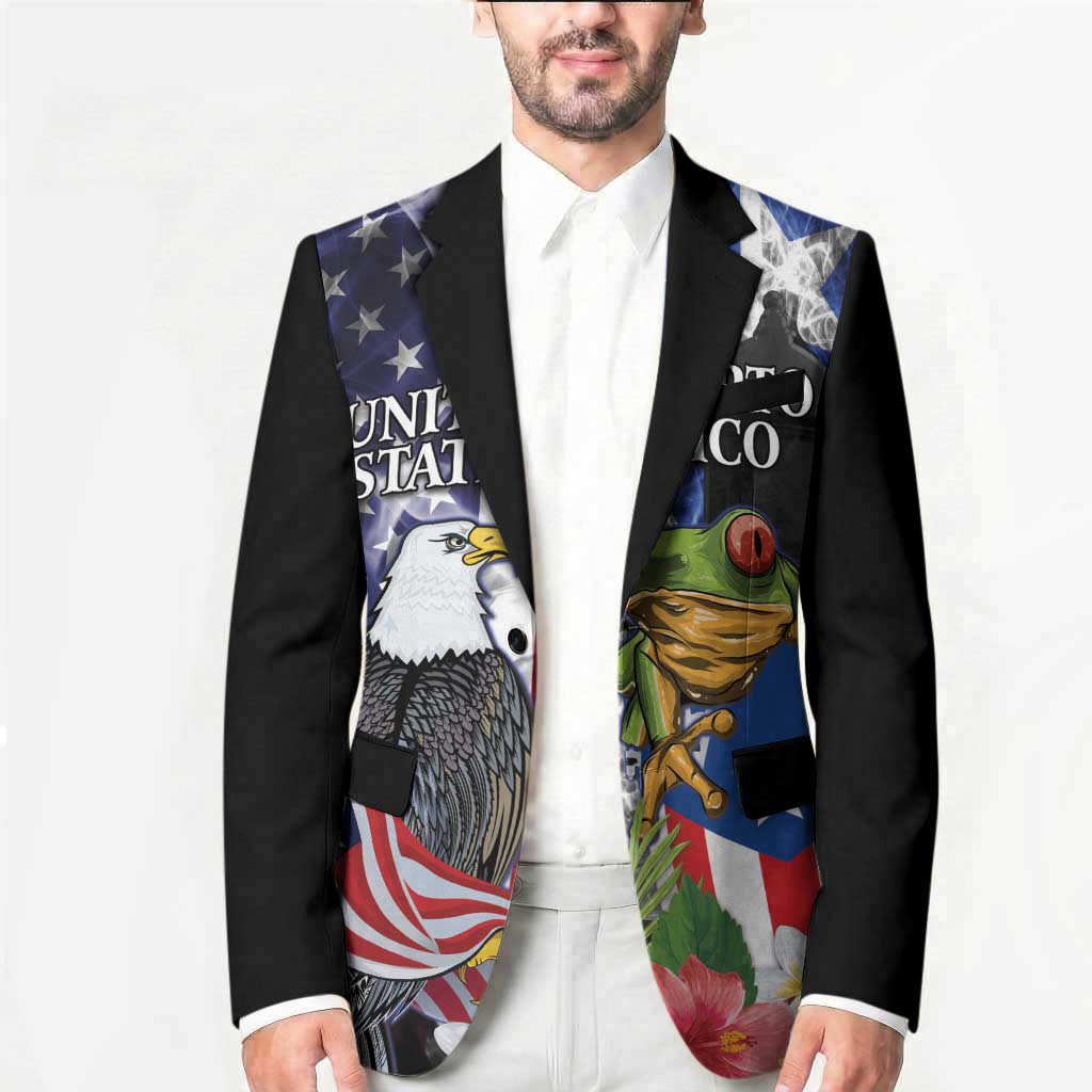 United States Puerto Rico Blazer USA Eagle Coqui Drum Tropical Flowers - Wonder Print Shop