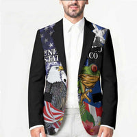 United States Puerto Rico Blazer USA Eagle Coqui Drum Tropical Flowers - Wonder Print Shop