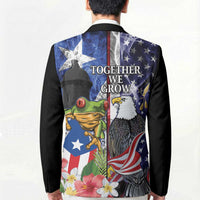 United States Puerto Rico Blazer USA Eagle Coqui Drum Tropical Flowers - Wonder Print Shop